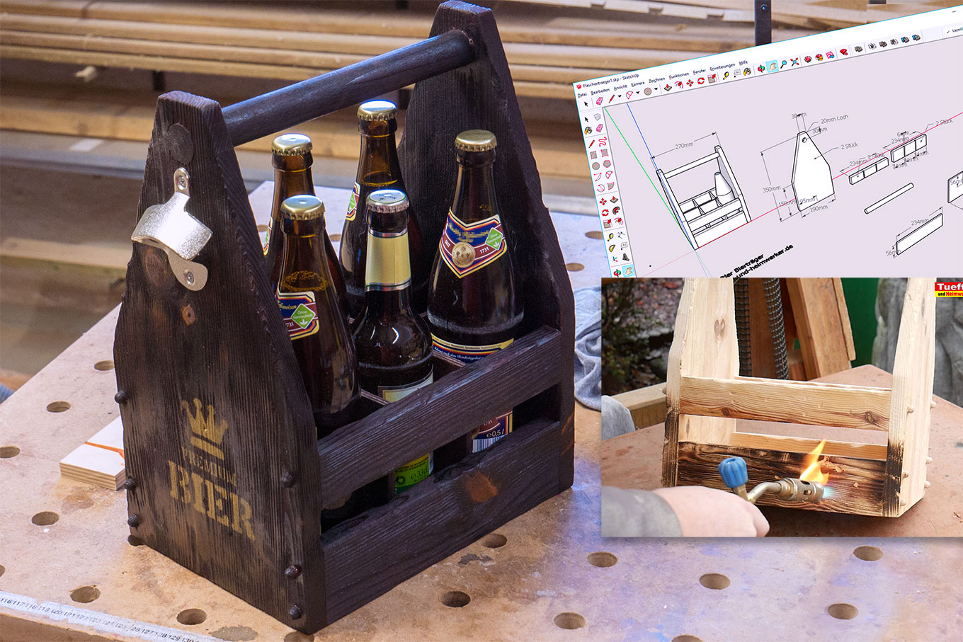 Bierträger / Flaschenträger im Altholz Vintage Look basteln